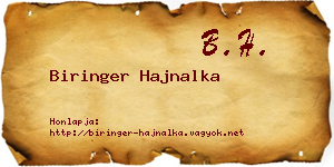 Biringer Hajnalka névjegykártya
